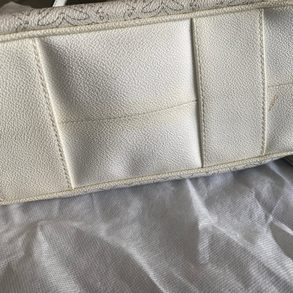 Loewe Vintage Leather Trim Anagram Shoulder Bag White Top Handle Women’s Purse - Picture 6 of 8